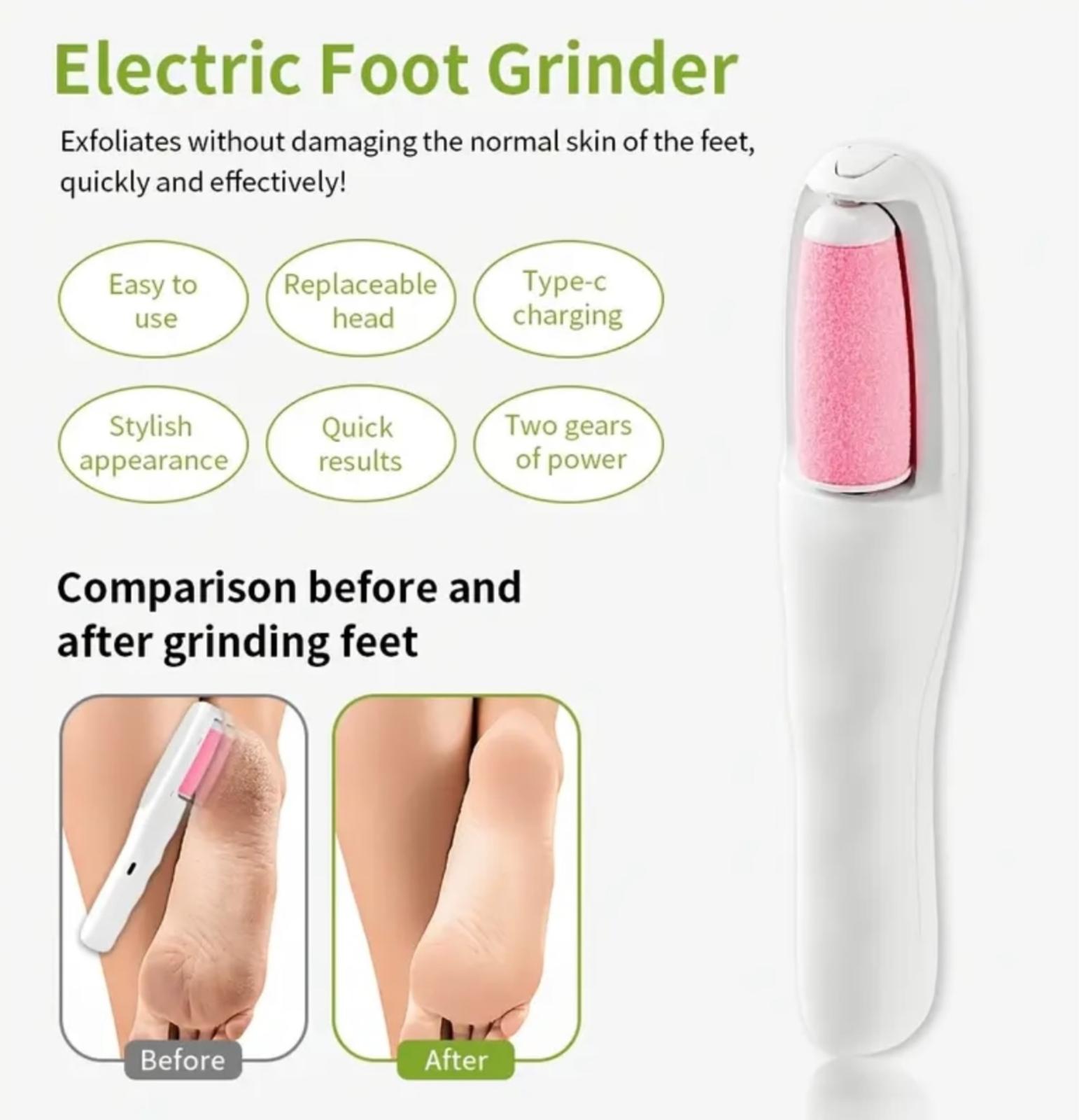Rechargeable Electric Foot Remover ,Ergonomic Fine Sand and Coarse Sand Manicure Tool with USB Charging, Portable Design for Smooth Feet Anytime, Safety Protector Included,Ergonomic Foot File,Gentle Exfoliating with Manual Hair Removal Feature