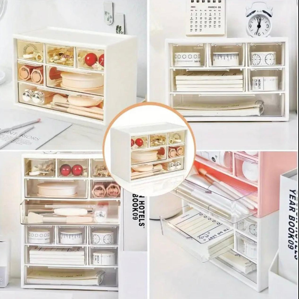 Stylish MultiFunctional Transparent Drawer Bead Jewelry Organizer Box - Compact Portable Storage for Hair Clips, Beads & Office Supplies, Durable Plastic with Ergonomic Handle,Jewelry Organizer Storage.