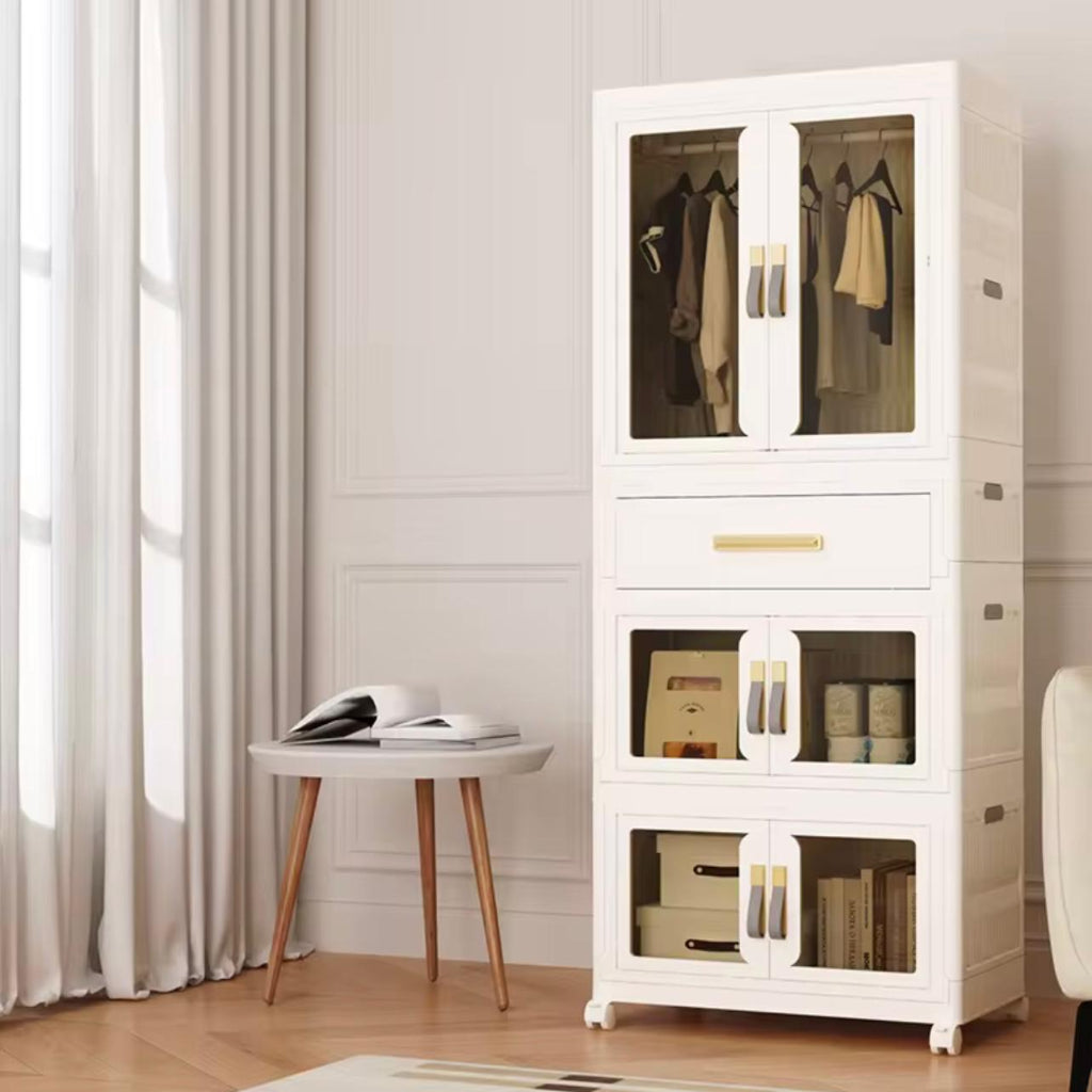 Home Foldable Plastic Baby Clothes Storage Cabinet for Clothes