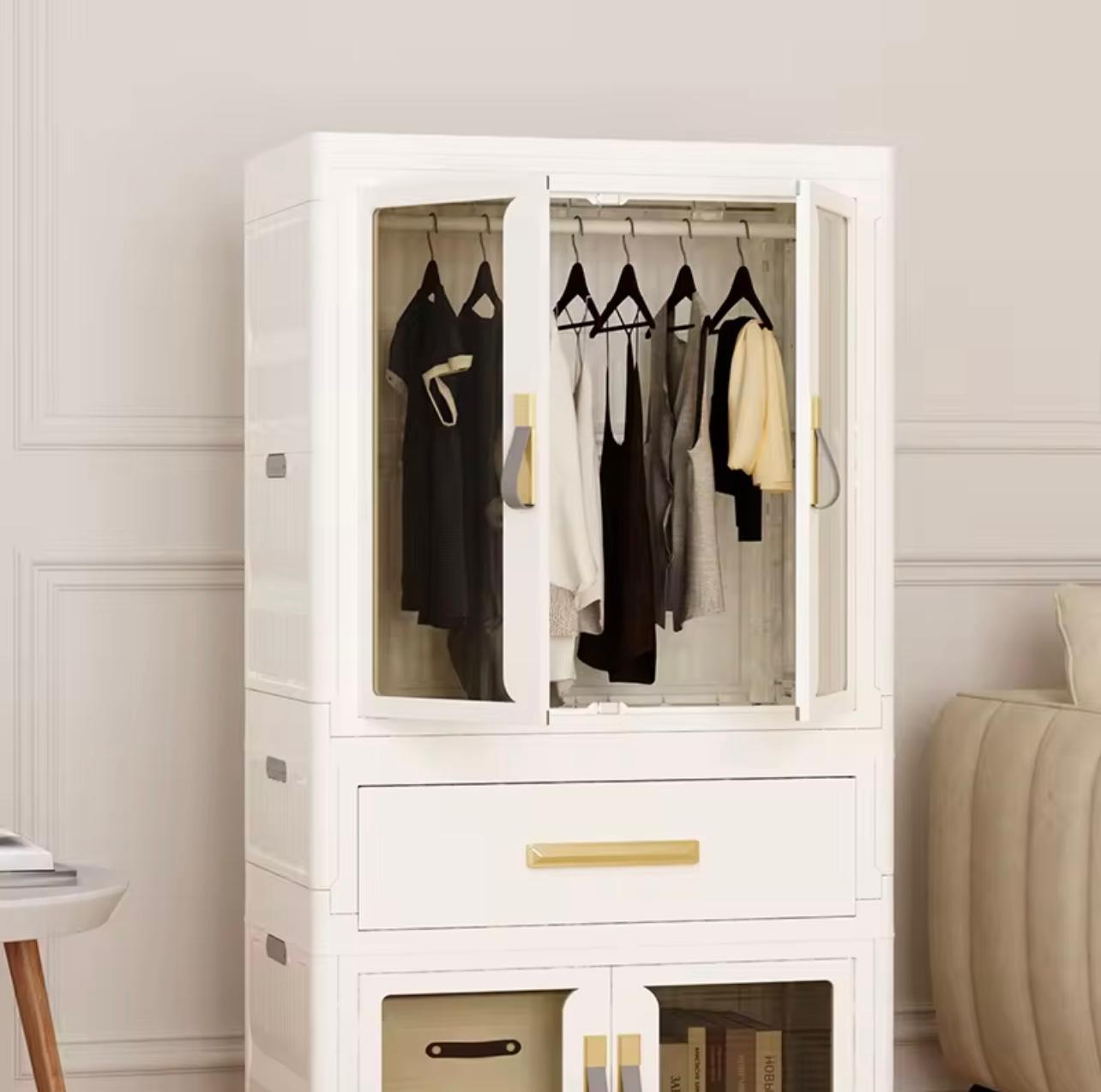 Home Foldable Plastic Baby Clothes Storage Cabinet for Clothes