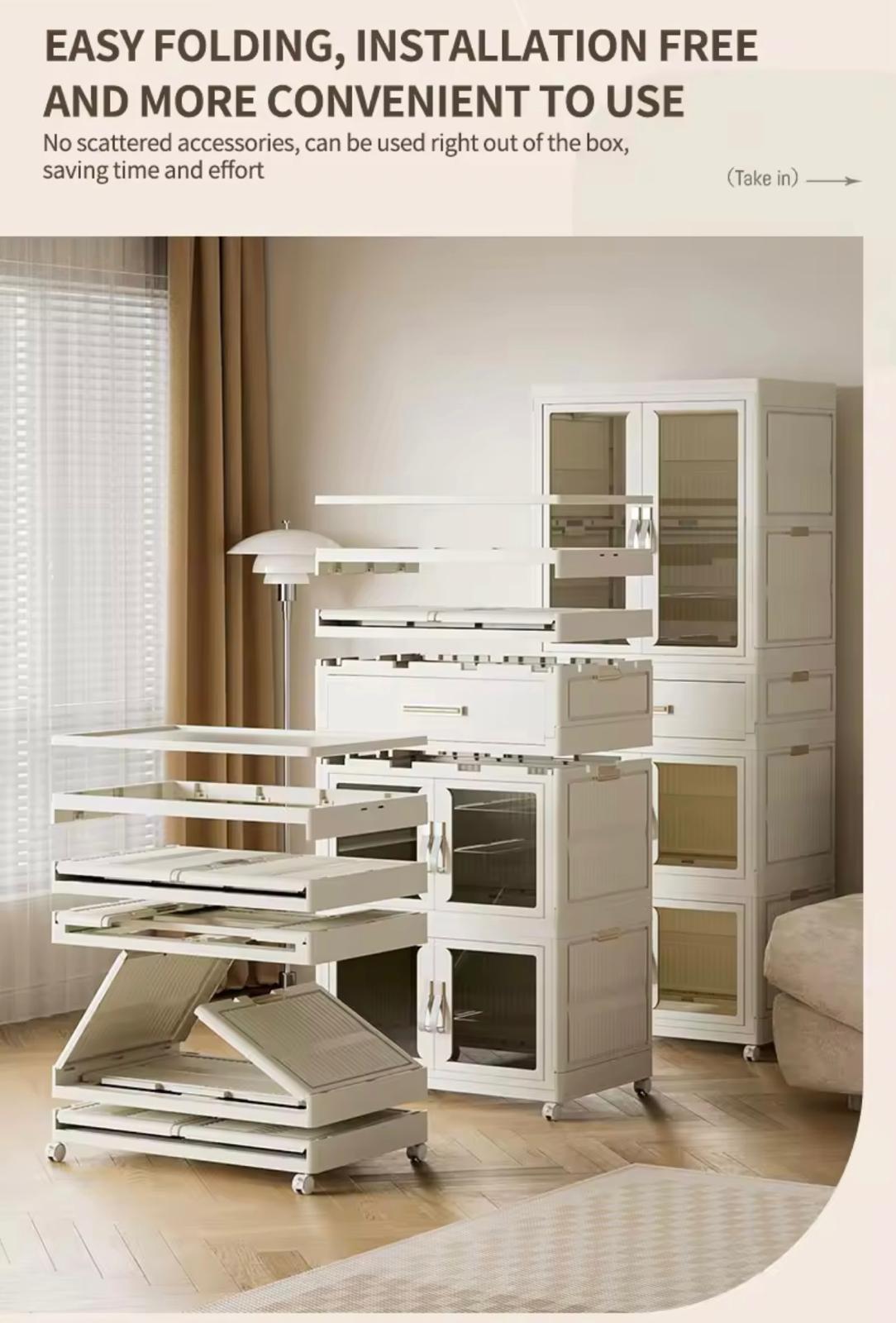 Home Foldable Plastic Baby Clothes Storage Cabinet for Clothes