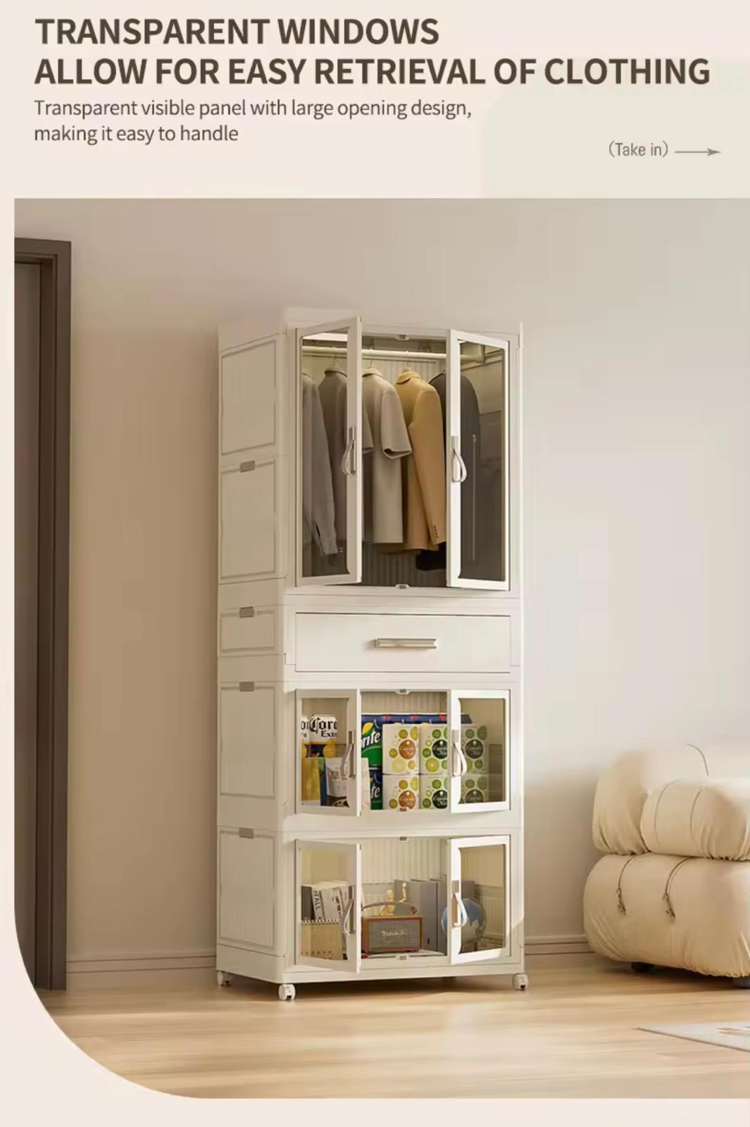 Home Foldable Plastic Baby Clothes Storage Cabinet for Clothes