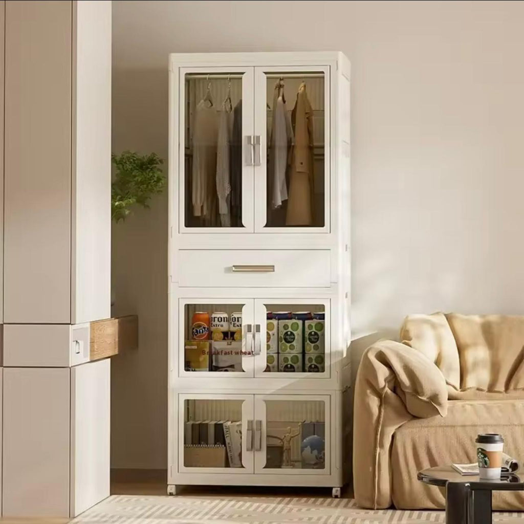 Home Foldable Plastic Baby Clothes Storage Cabinet for Clothes