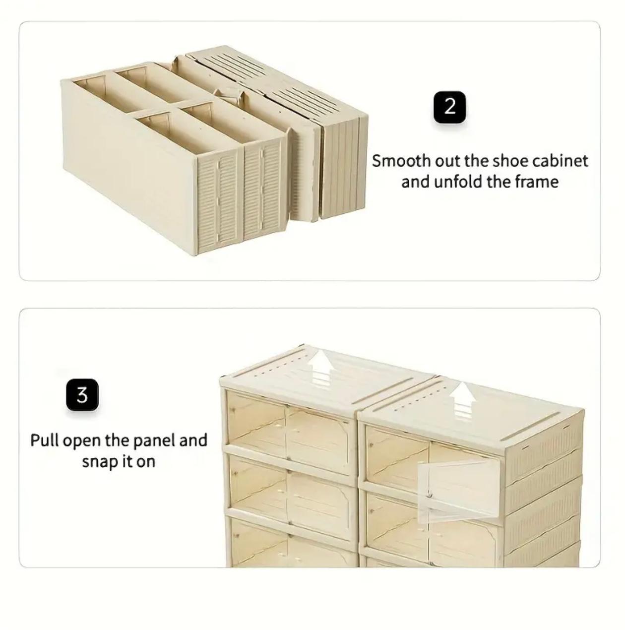 Transparent Door Shoe Storage Box Foldable, Dustproof 6-Layer Organizer with Lightweight Plastic Material, Suitable for Bedroom & Living Room, Shoe Large Storage Box, Shoe Organizer Space Saver, Clear Shoe Box Storage, Foldable Shoe Rack,