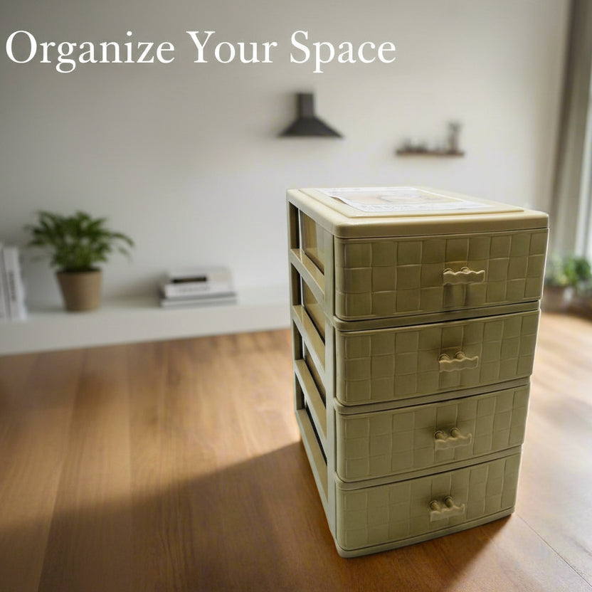 صندوق تخزين بلاستيك 4 درج ( مقاس - 25x15x22 سم ) أدراج منظمة للإكسسوارات