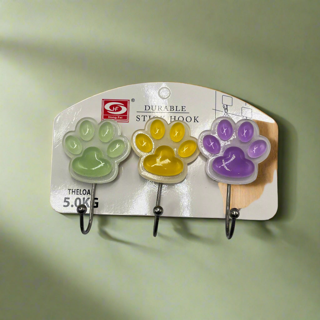 Wall Hooks ( 3pcs Set) PVC Waterproof Heavy Duty Sticky Plastic Hooks,Hanging Capacity 5 KG Max