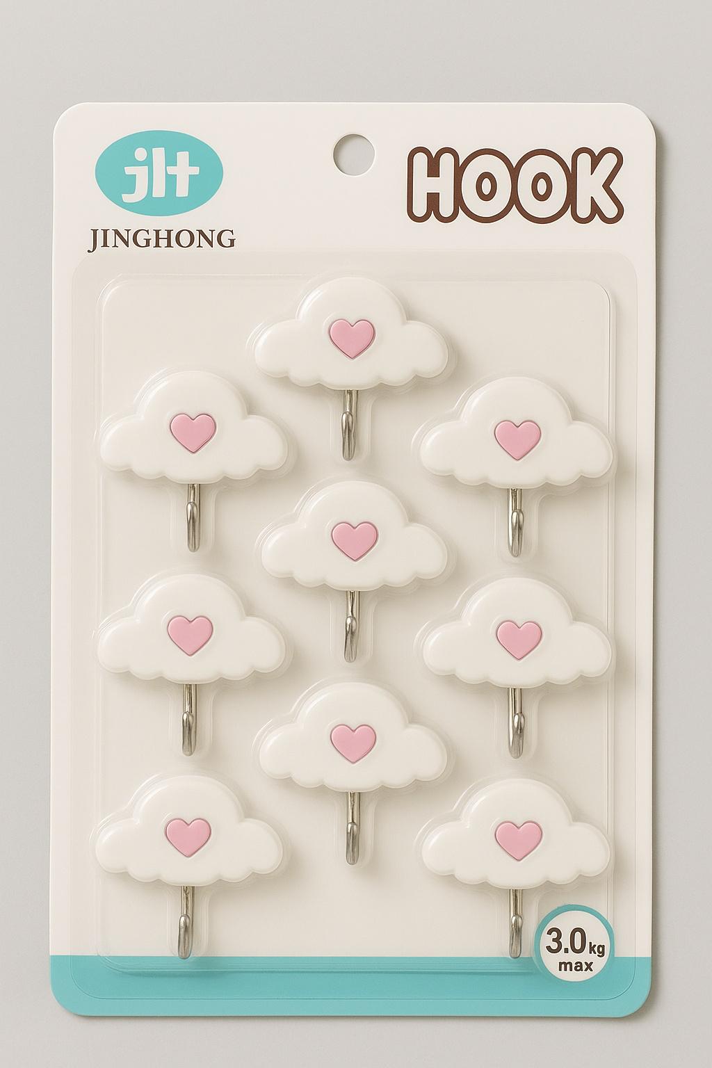Self Adhesive Wall Hooks, PVC Waterproof Heavy Duty Sticky Plastic Hooks | Hanging Capacity 3 KG Max