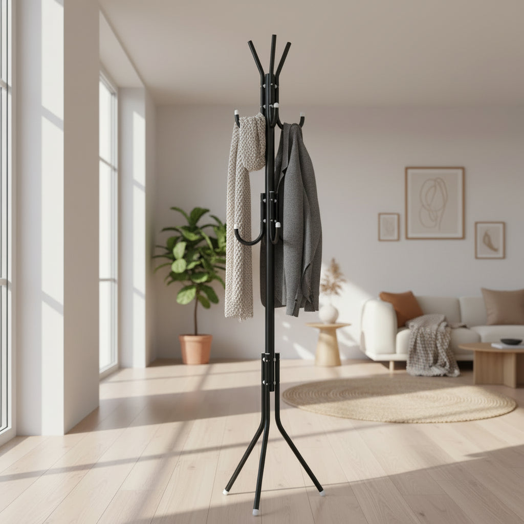 9-Hook Freestanding Metal Coat Rack