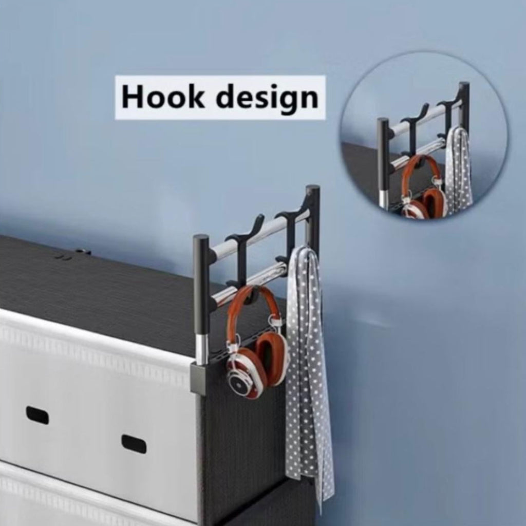 5-Tiers Storage Organizer Storage Rack Shelving Bookshelf Bookcase with Door Steel Pipe/Plastic Black/White ( Size 40x27x154 cm )