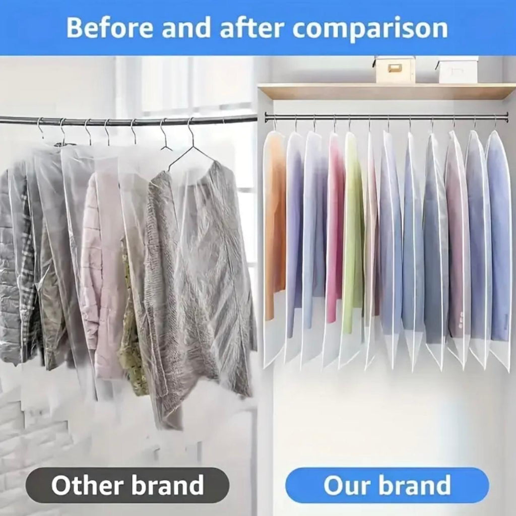 Elegant Transparent EVA Garment Bags ( Size 60x140 CM ) - Dustproof, Portable Hanging Storage for Suits, Shirts, Dresses & Coats - Ideal for Bedroom, Closet, Dorm Use, Clothes Organizer Storage