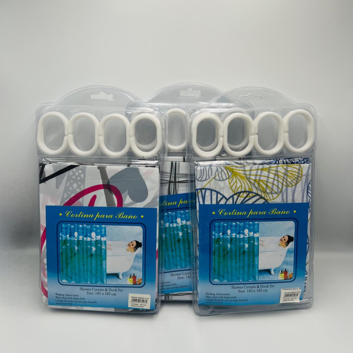 طقم ستارة حمام ( مقاس - 180×180 سم ) طباعة نمط فني عشوائي