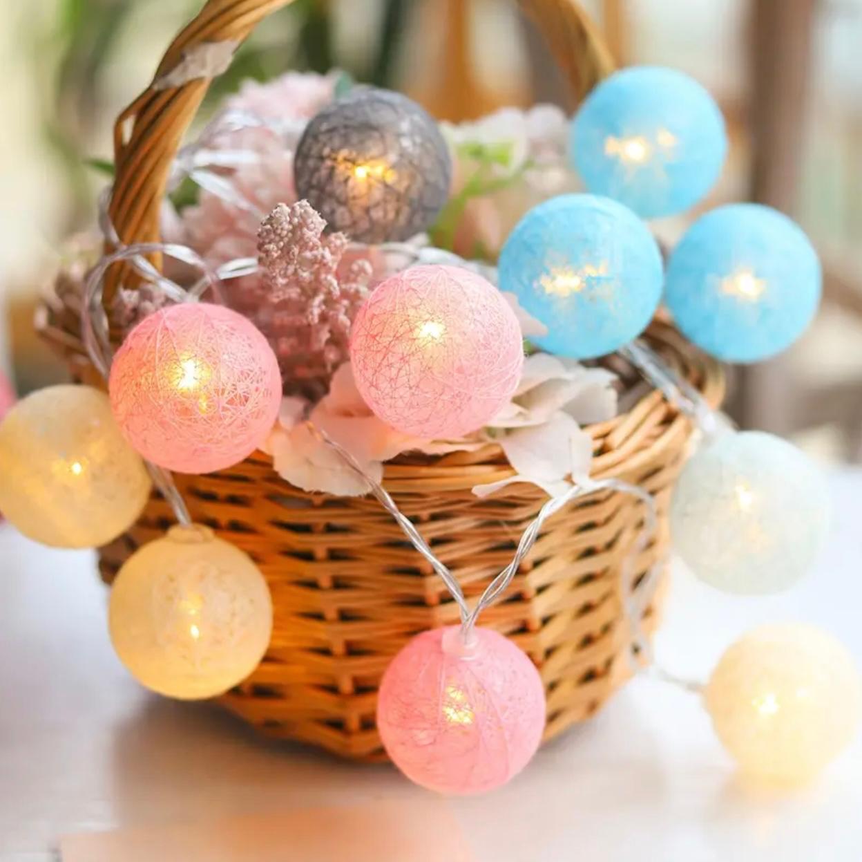 3M 20-LED Pastel Ball String Lights – Battery Operated Fairy Lights for Bedroom, Wedding & Party Décor