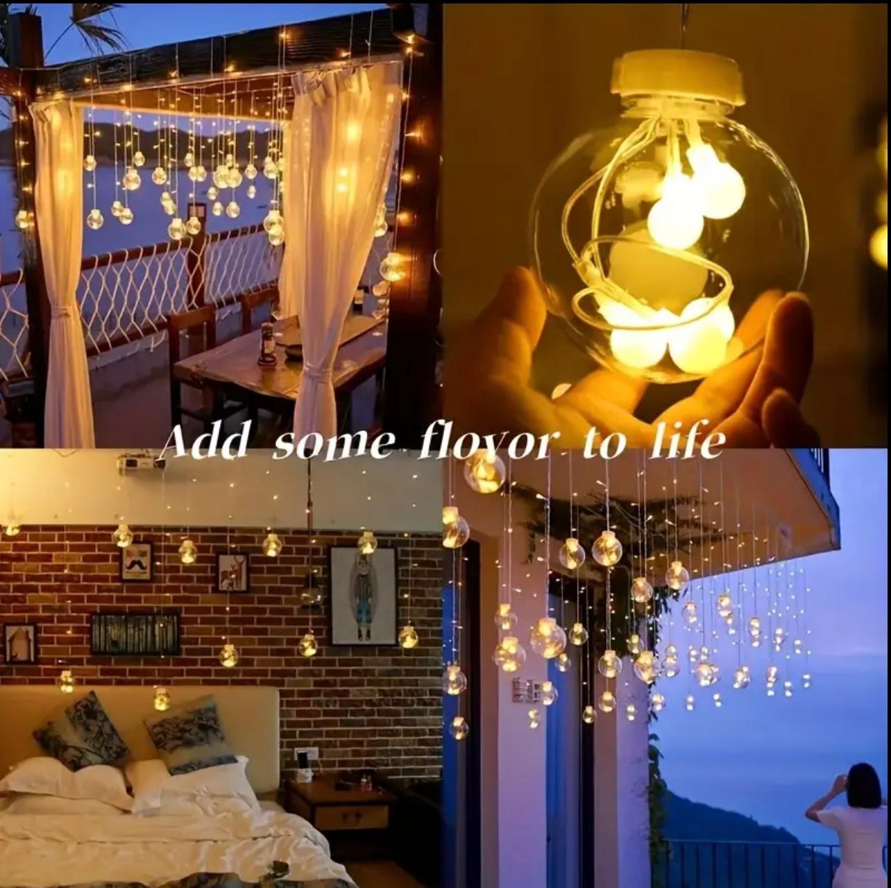 3.5M Fairy String Lights with 108 LED Bulbs – Battery Powered Clear Ball Design