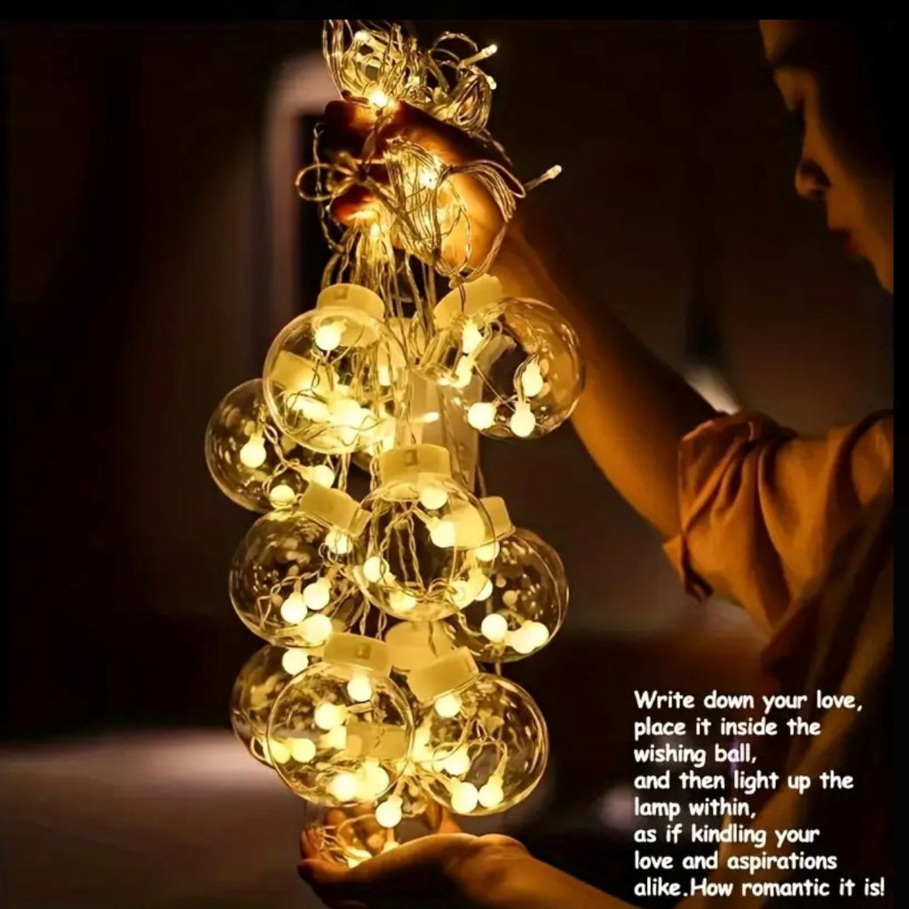 3.5M Fairy String Lights with 108 LED Bulbs – Battery Powered Clear Ball Design