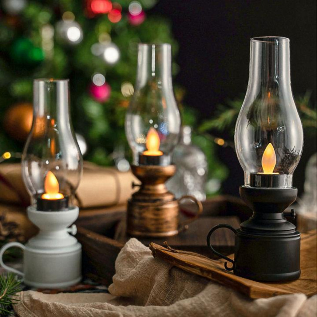 LED Electronic Candle Lamp Portable Retro Lamp for Camping & Emergency Use