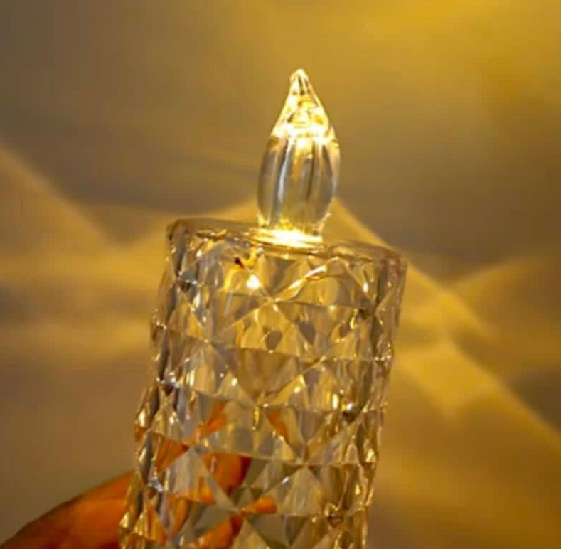 ضوء شمعة LED ذو مظهر كريستالي – يعمل بالبطارية
