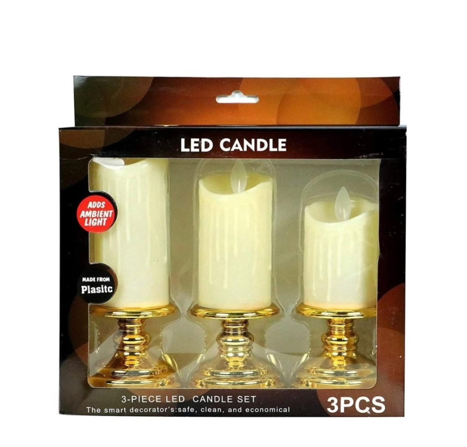 مجموعة مصابيح LED على شكل شمعة مكونة من 3 قطع لديكور المنزل تعمل بالبطارية
