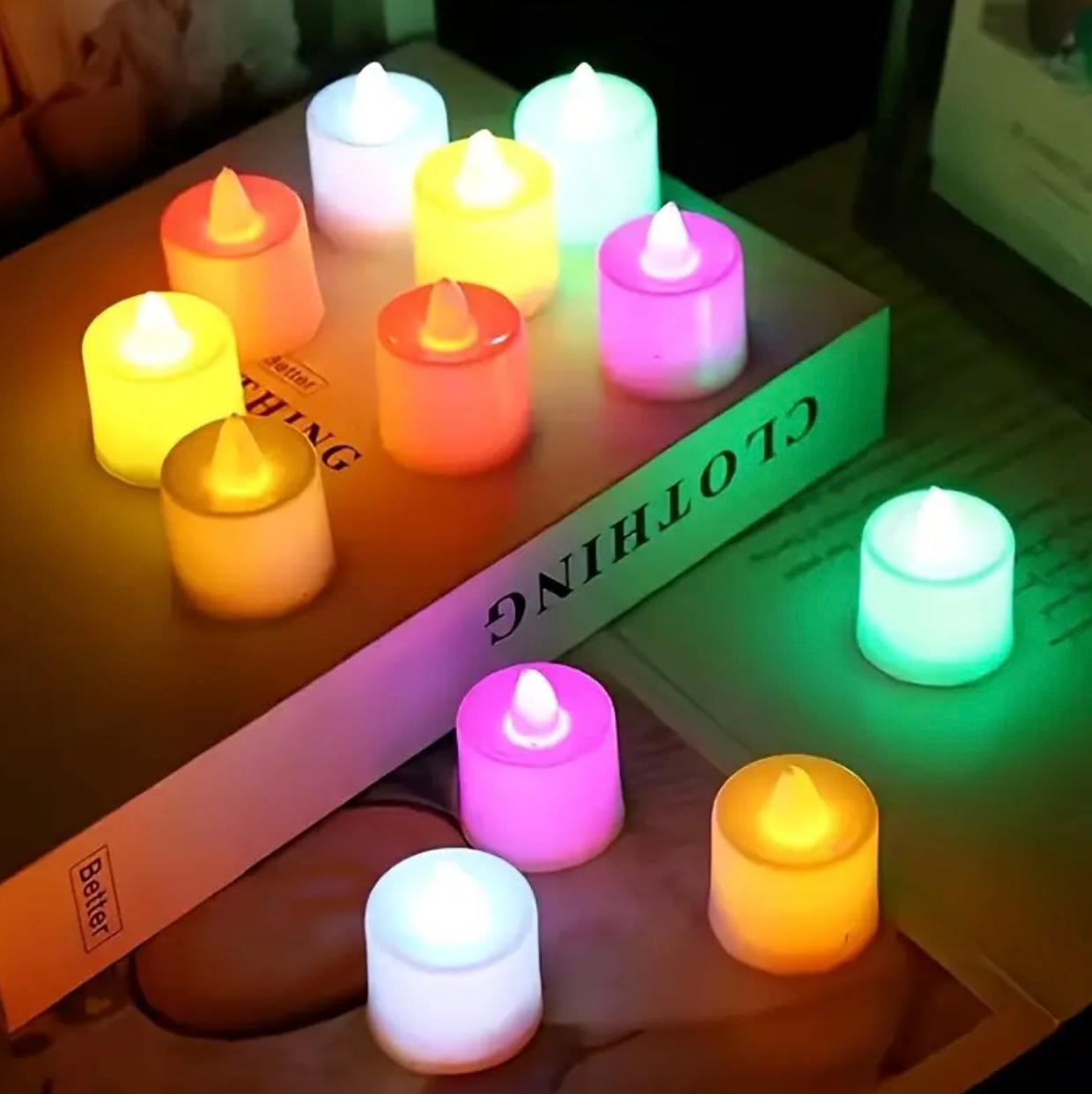 مجموعة شموع وامضة عديمة اللهب مكونة من 12 قطعة - تعمل بالبطارية