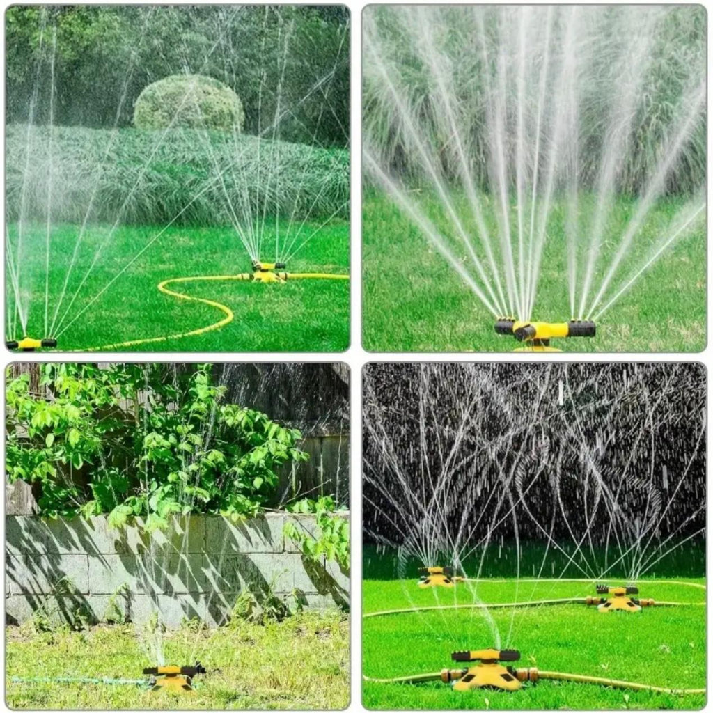 360° Automatic Rotating Garden Sprinkler – 3-Way Adjustable Watering System