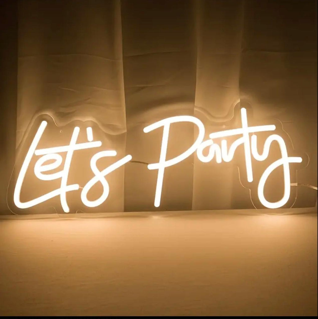 Led Perspex Sign Party Let’s Party” LED Warm Neon Sign – Decorative Light for Wall & Party Dé