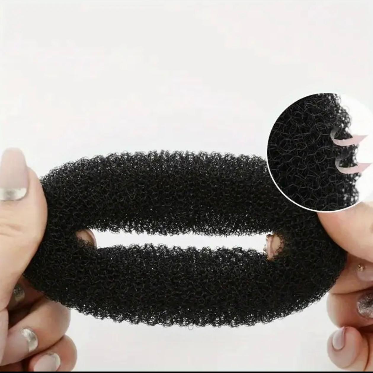 1 Pcs Black Hair Bun Maker – Nylon Donut Styling Tool for Perfect Twist & Coil Hairstyles