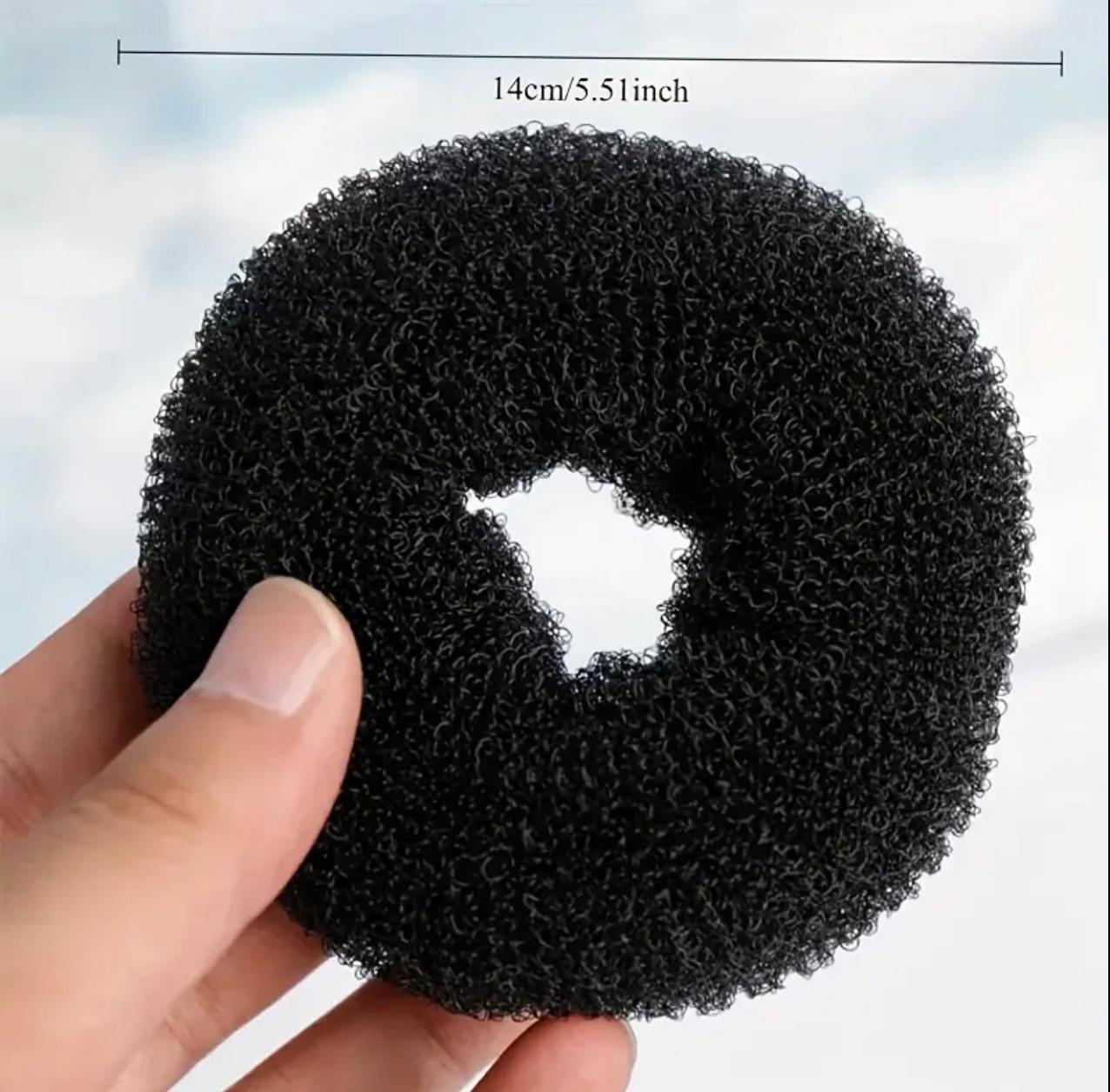 1 Pcs Black Hair Bun Maker – Nylon Donut Styling Tool for Perfect Twist & Coil Hairstyles
