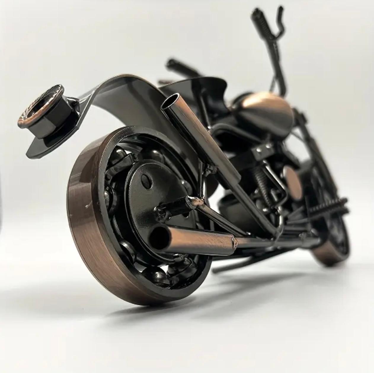 Handmade Retro Iron Motorcycle Model – Vintage Metal Craft Ornament