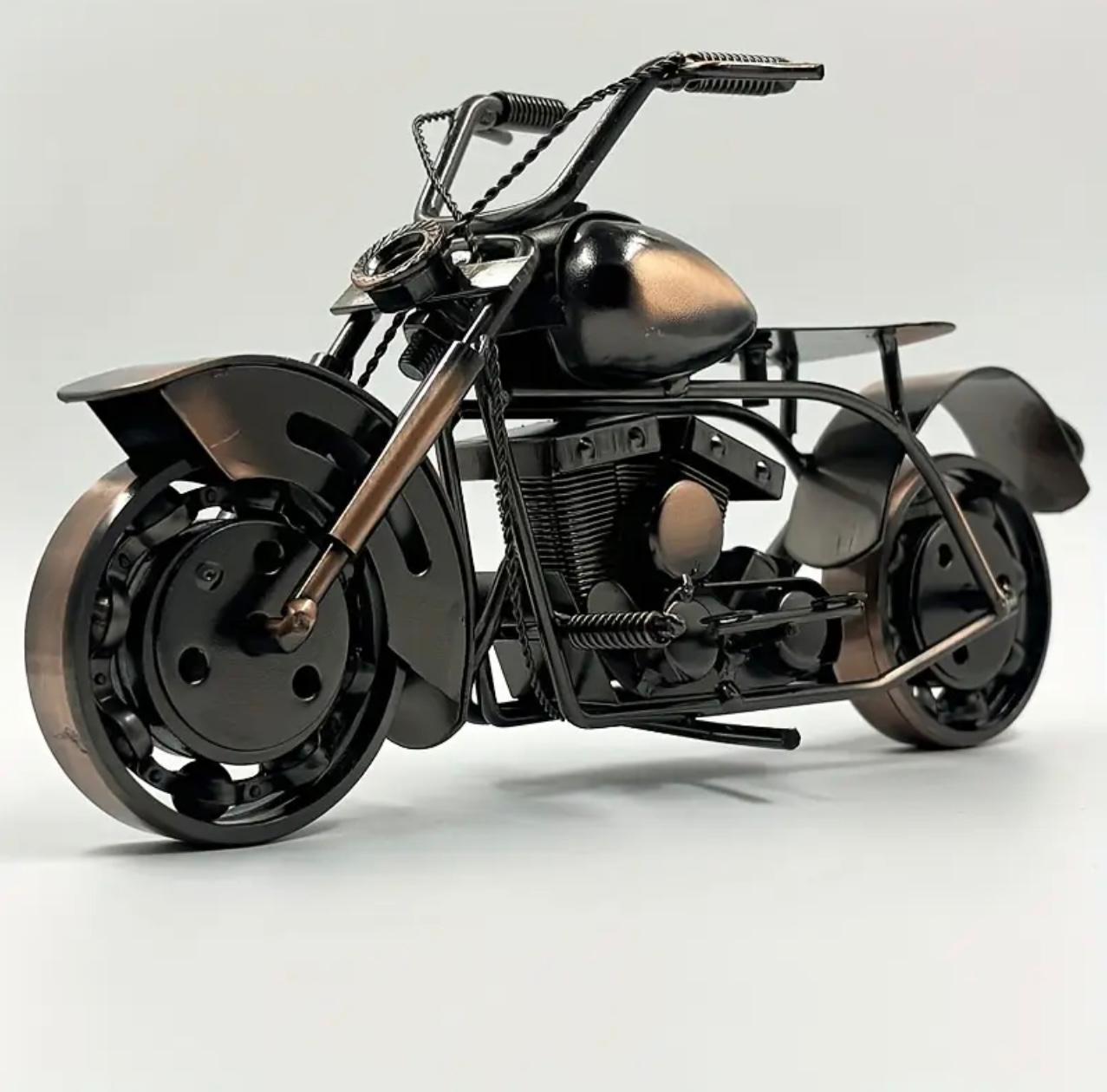 Handmade Retro Iron Motorcycle Model – Vintage Metal Craft Ornament