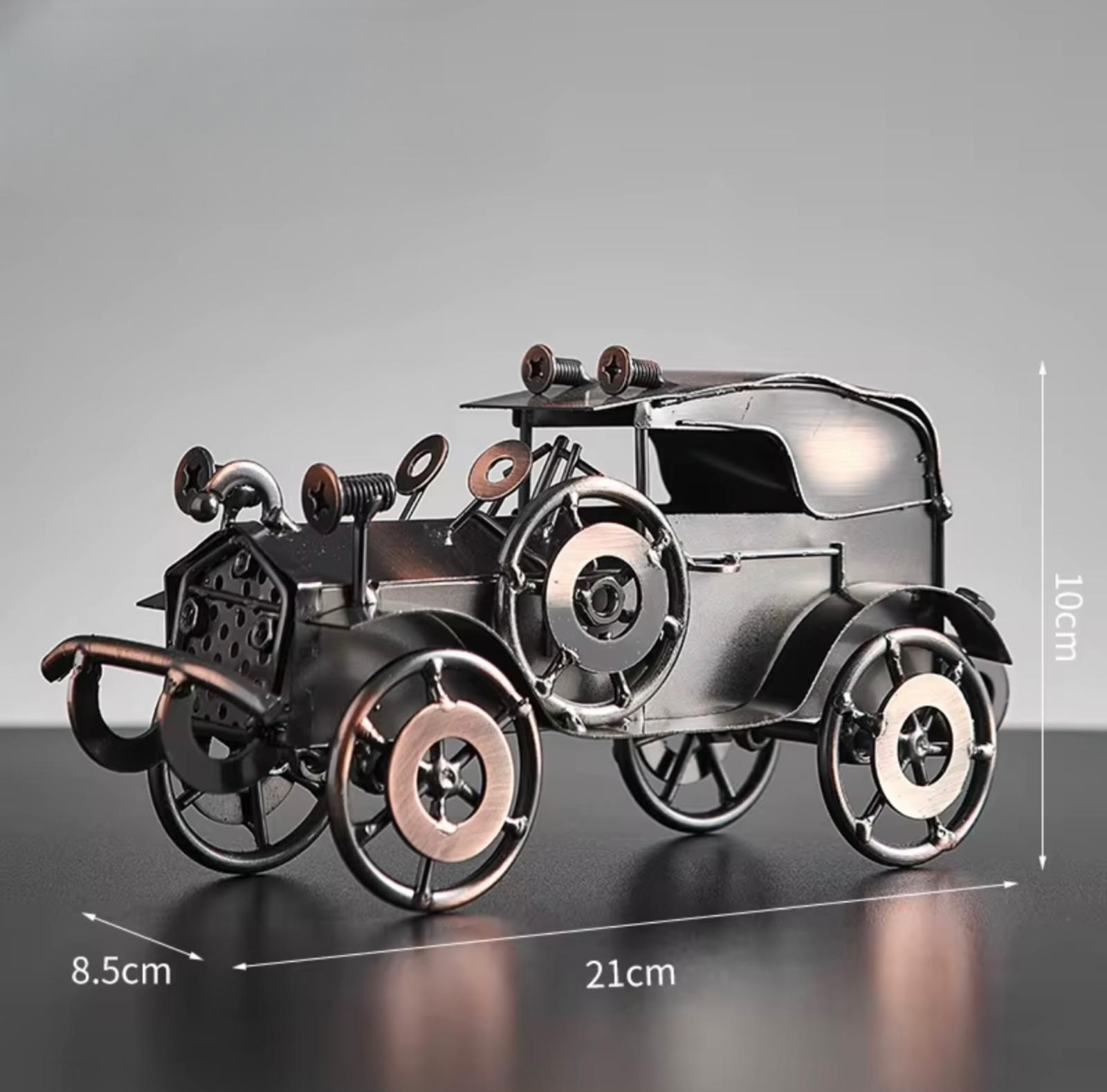 Vintage Car Iron Sculpture – Classic Metal Wall Art & Dashboard Ornament