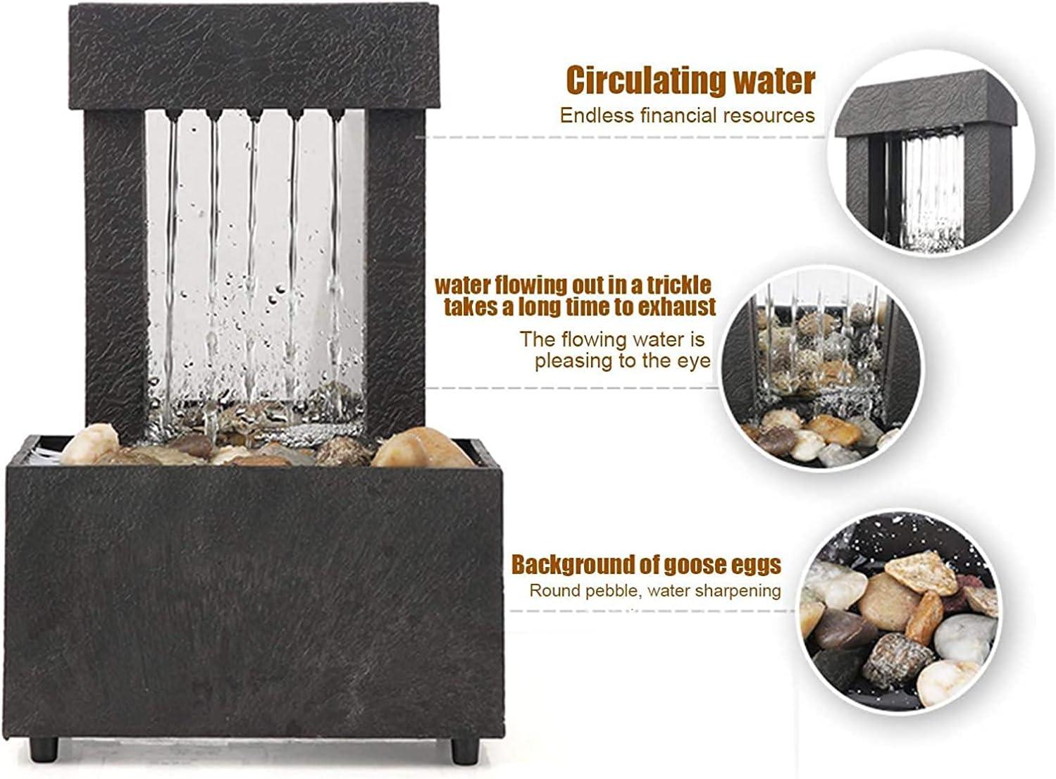 USB LED Desktop Waterfall Fountain – Creative Flowing Water Ornament for Home & Office