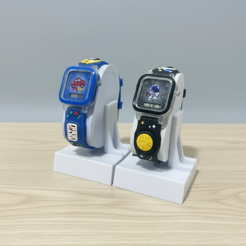 ساعة إضاءة للأطفال - ساعة يد ملونة بإضاءة LED للبنين والبنات