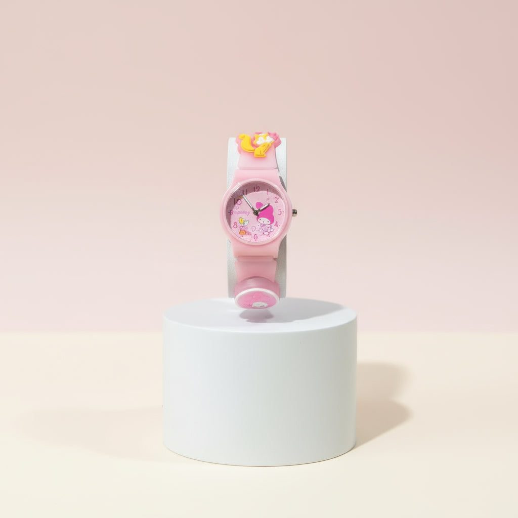 ساعة الإضاءة هالو كيتي وكورومي للأطفال - ساعة يد لطيفة بإضاءة LED للفتيات