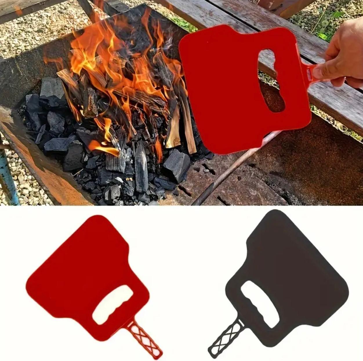 مراوح الشواء المحمولة المقاومة للحرارة - ملحقات شواء متينة باللونين الأحمر والأزرق مع مقبض مريح