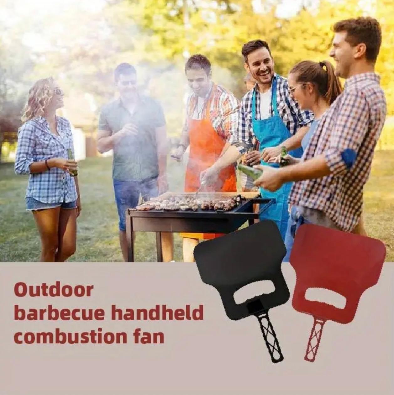 مراوح الشواء المحمولة المقاومة للحرارة - ملحقات شواء متينة باللونين الأحمر والأزرق مع مقبض مريح