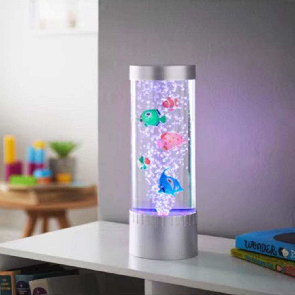 حوض أسماك LED لسطح المكتب - مصباح خيالي للأسماك مع أضواء فقاعية وأنبوب رقص مائي