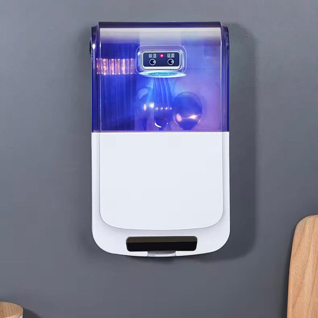 صندوق تخزين وتعقيم عيدان تناول الطعام الذكي الذي يعمل بمنفذ USB - صديق للبيئة ومثبت على الحائط