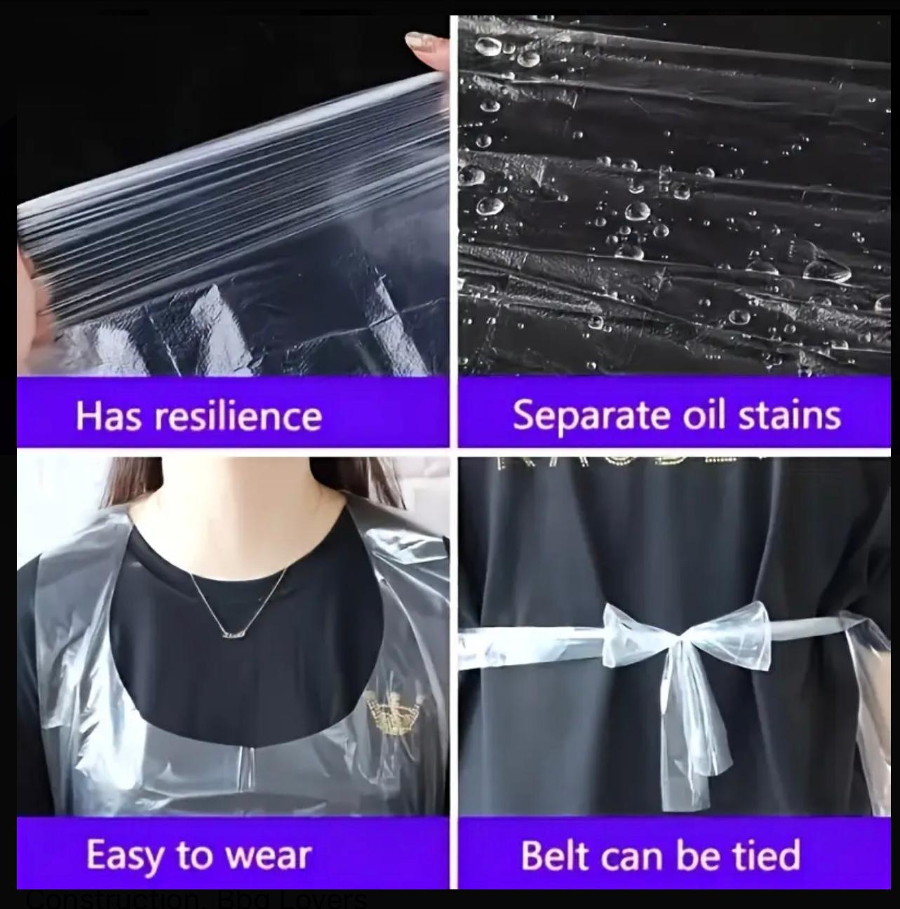 15 قطعة من المرايل التي تستخدم لمرة واحدة - حماية شديدة التحمل وواضحة وصحية للطهي والمناسبات