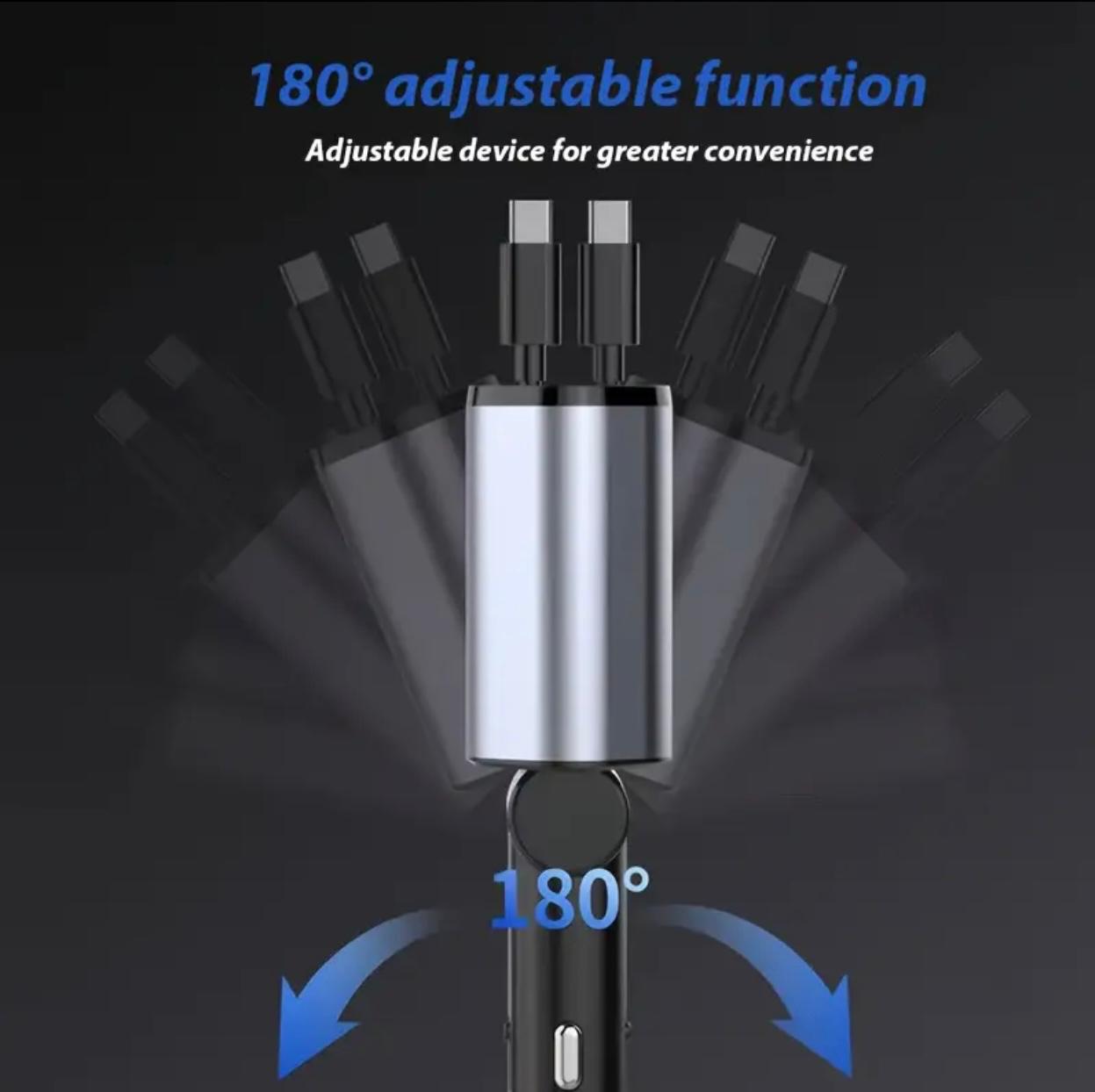 120W Fast Retractable Car Charger – 4-in-1 Universal Car Charging Adapter
