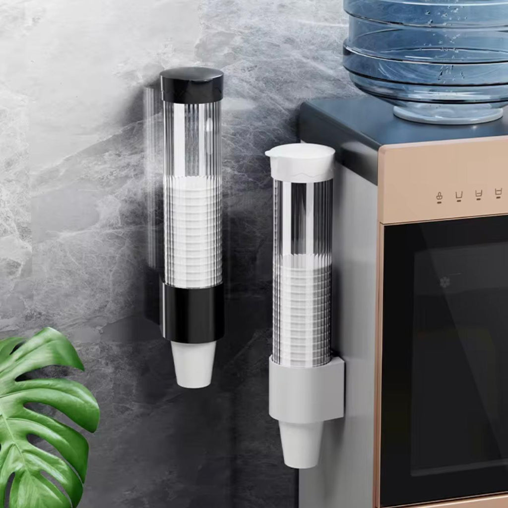 حامل أكواب بلاستيكي - أداة التقاط أكواب للاستعمال مرة واحدة مثبتة على الحائط بدون ثقب