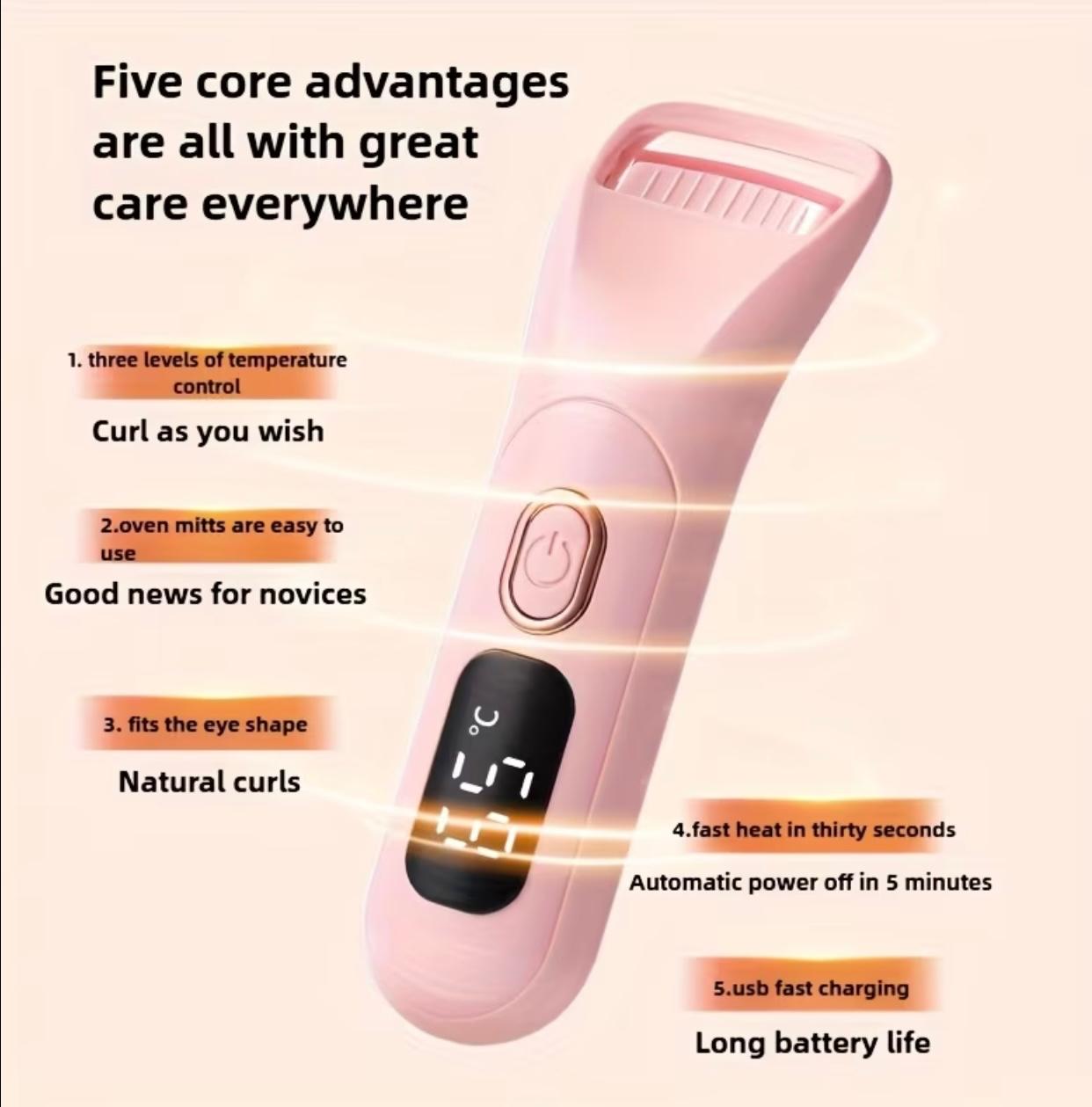 Electric Eyelash Curler with Digital Temperature Display