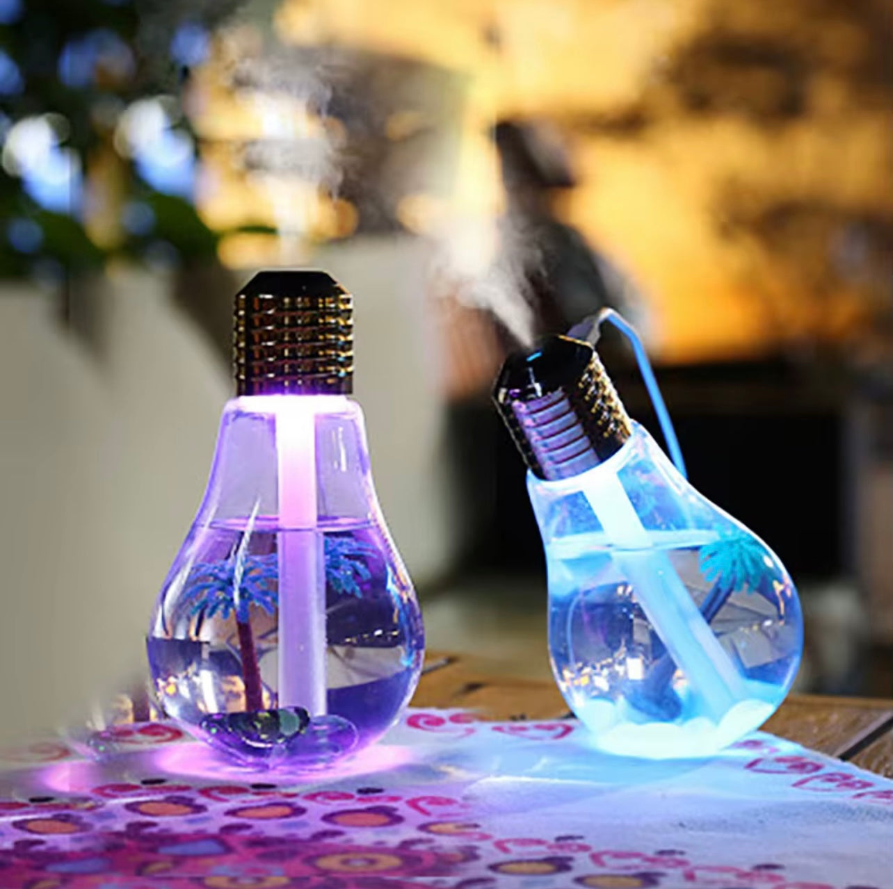 إبداع المصباح المعلق الإبداعي المصباح الصغير المرطب مع الأضواء الملونة ، مدعوم من USB ، ضباب ، التحكم في الأزرار ، بدون بطارية ، وظيفة ضوء الليل ، حماية الطاقة ، مناسبة للمكتب ، المنزل ، استخدام سطح المكتب