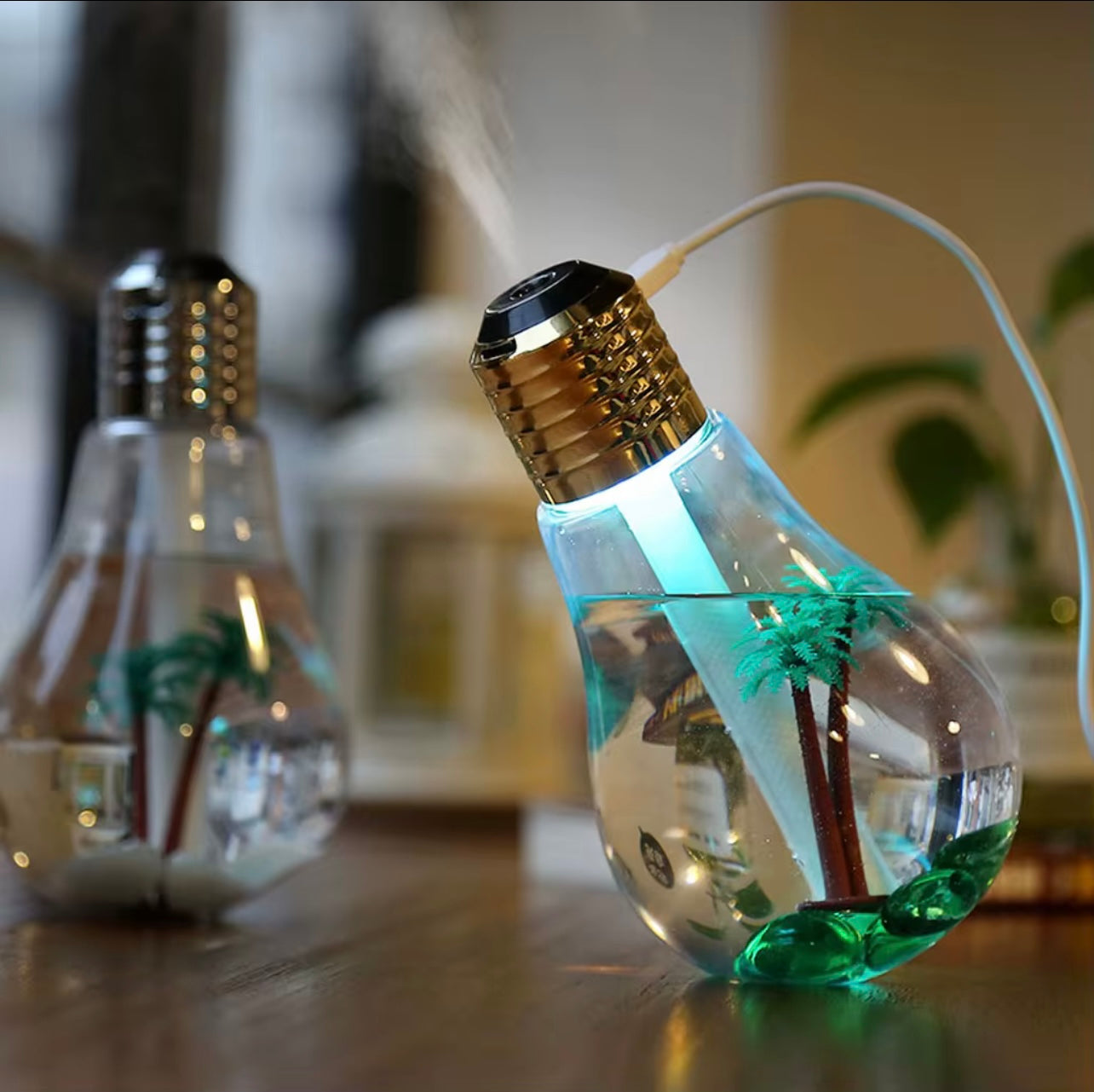 إبداع المصباح المعلق الإبداعي المصباح الصغير المرطب مع الأضواء الملونة ، مدعوم من USB ، ضباب ، التحكم في الأزرار ، بدون بطارية ، وظيفة ضوء الليل ، حماية الطاقة ، مناسبة للمكتب ، المنزل ، استخدام سطح المكتب