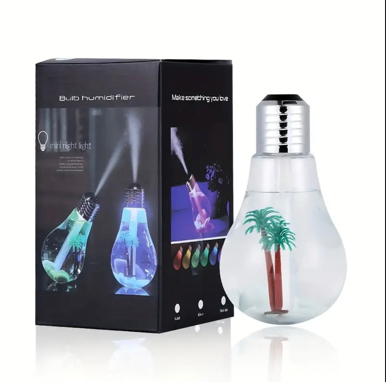Creative Hanging Light Bulb Mini Humidifier with Colorful Lights, USB Powered, Mist, Button Control, No Battery, Night Light Function, Power Off Protection, Suitable for Office, Home, Desktop Use