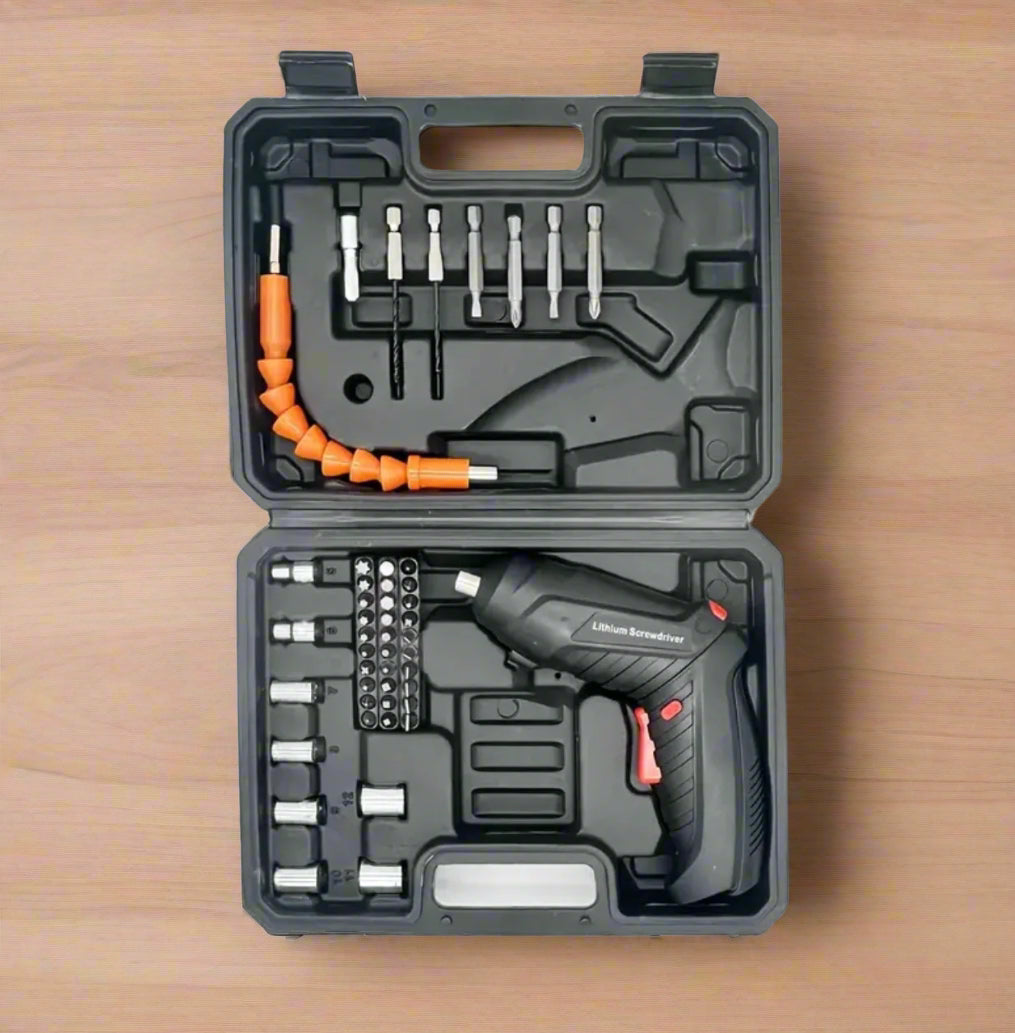 Cordless Electric Screwdriver Kit, Rechargeable Multifunctional Drill Driver with Front LED Light, Handheld Iron Construction, USB Charging, <36V Operating Voltage, 800mAh Lithium Battery, Ideal for Small Home Proiects