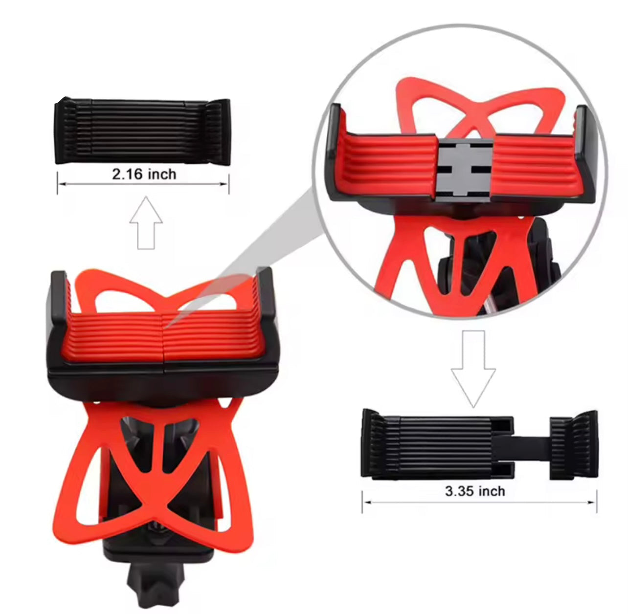 Red ABS U-Bolt Mounted Bike Phone Holder with Shock Absortion - Ideal for GPS Navigation, Mountain Biking, and Cycling, Smartphone Mount|Ubolt Mounted Holder|Durable Plastic Holder, Phone Mount Holder