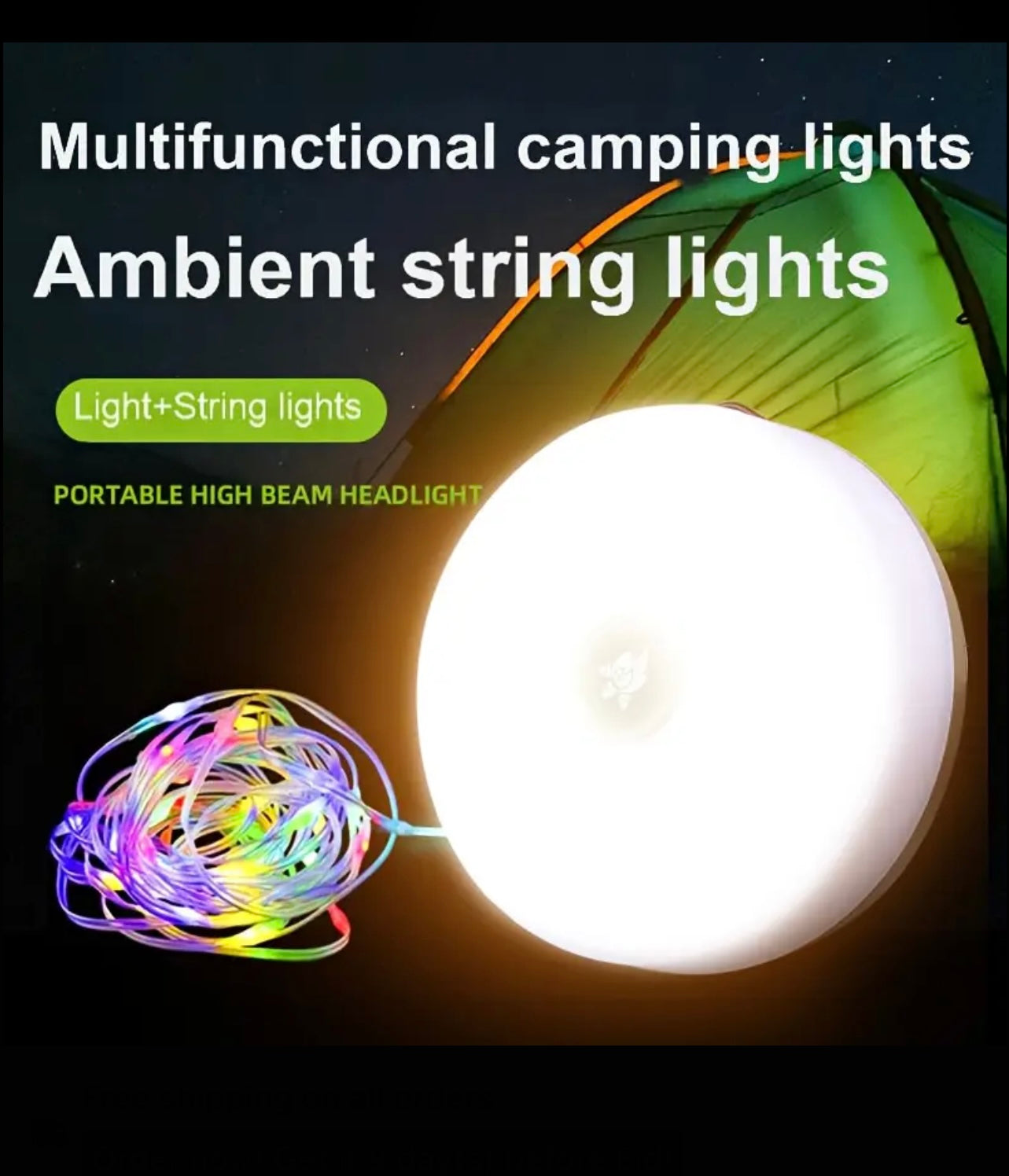 ضوء التخييم سحب سلسلة مصباح RGB Camping Solar Light String اثنين في واحد uSB السلسلة الضوء القابلة لإعادة الشحن ، وضوء تخييم محمول ، وسلسلة ضوء الخيمة ، ومناسبة لزينة مهرجان التخييم
