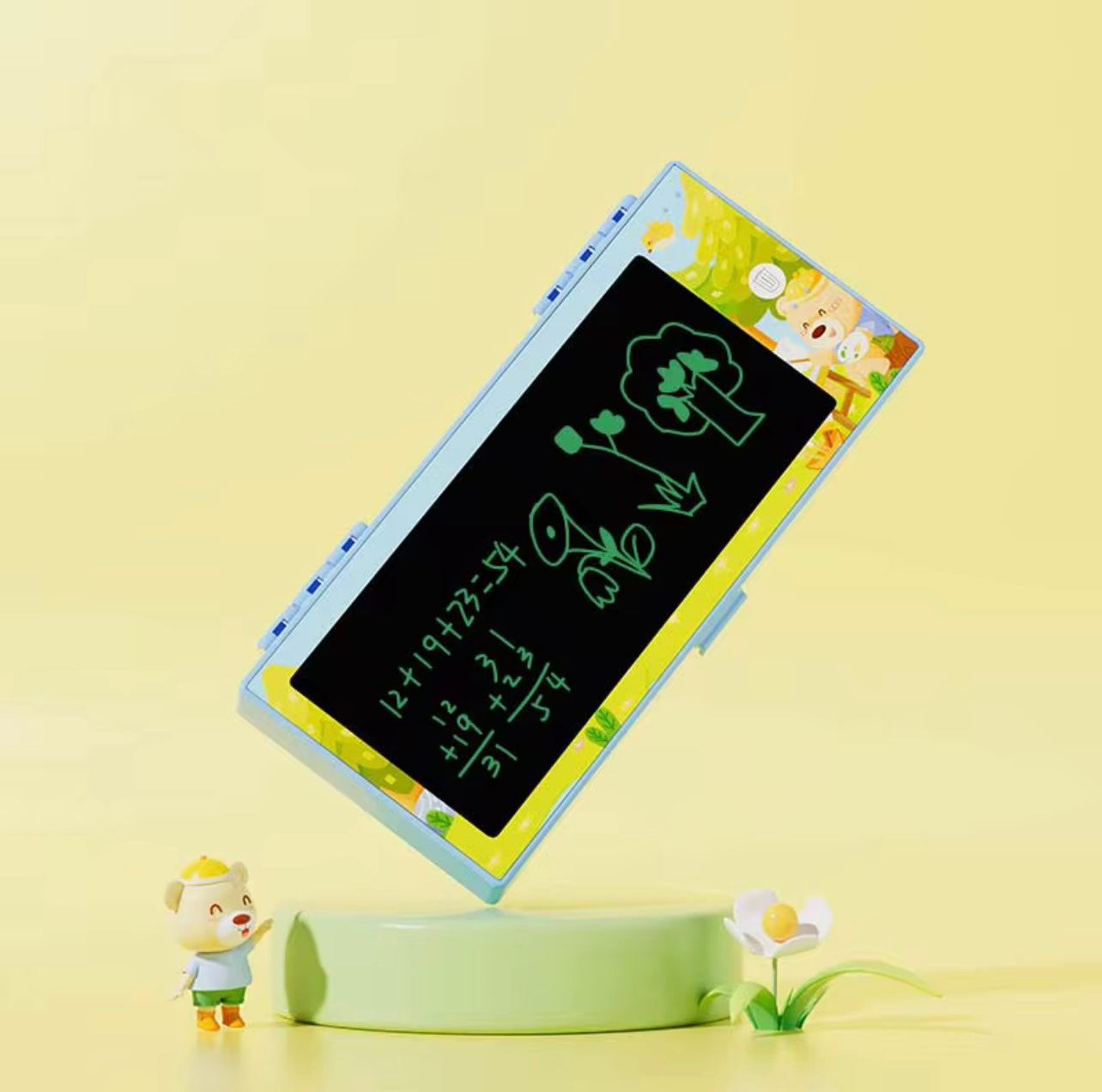 Customized Pen Storage Box Print Cute Cartoon Stationery Box Big Capacitv Pencil Case With 7 Inch Led Drawing Board