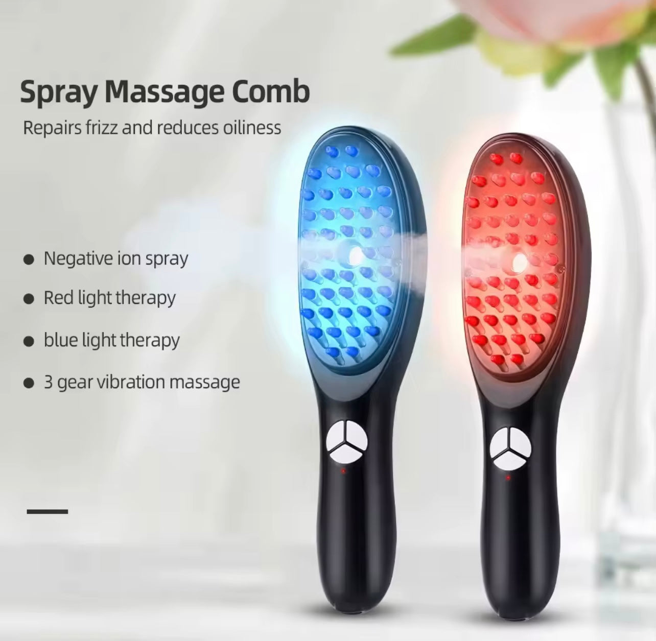USB Rechargeable Electric Hair Massage Comb with Vibration & Negative Ion Spray - Multi-Functional Scalp Brush for Hydrating and Protecting Hair, Reduces Dryness & Frizz, Ergonomic Design for Comfortable Use