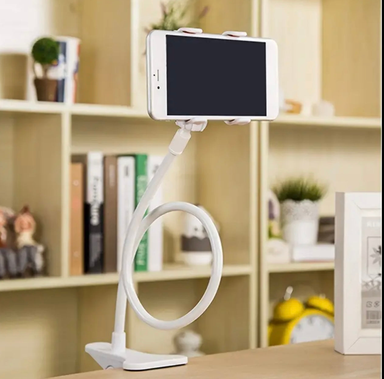 versatile Phone Holder with Adjustable Clip-On Elastic Arm - Non-Slip Sponge Cushion, Ideal for Bedside & Desktop Use, Perfect for All Lazy Postures, Bedside Accessory/Adjustable Clamp|Flexible Stand, Bedside Accessory
