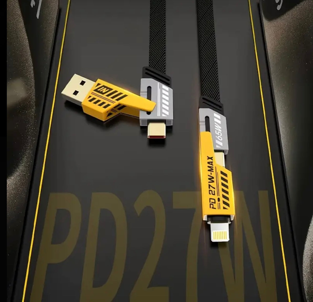 4-in-1 USB-C Cable, PD Super Fast Charging and Data Synchronization, Silicone Material, Multi-Port Charging with Color Light, Suitable for iPhone, for MacBook, for iPad, for SamSung,